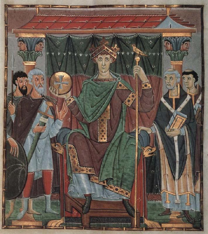 Ottonisch Reichenau Otto III,thronend,Evangeliar Otto III Norge oil painting art